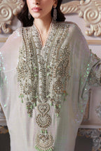 Metallic Shimmer: Embroidered Chiffon Suit