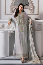 Metallic Shimmer: Embroidered Chiffon Suit