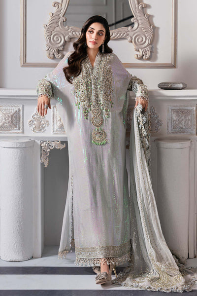 Metallic Shimmer: Embroidered Chiffon Suit