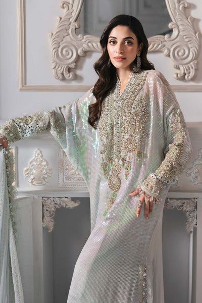 Metallic Shimmer: Embroidered Chiffon Suit