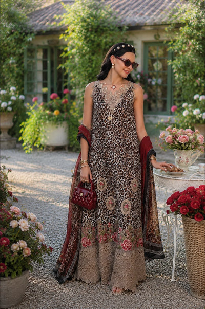 Leopard Print & Deep Crimson: Embroidered Silk Suit