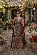 Leopard Print & Deep Crimson: Embroidered Silk Suit