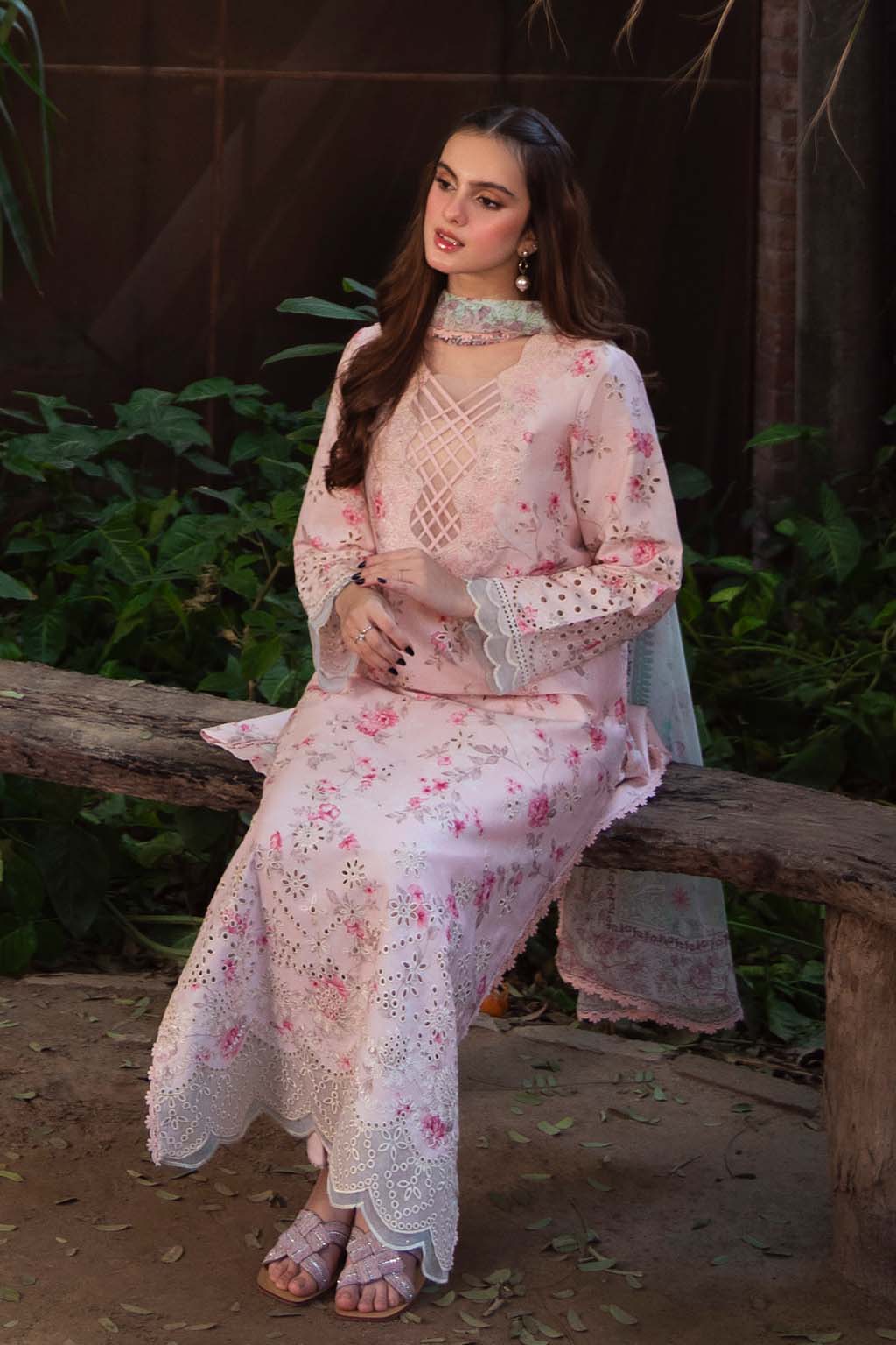 Soft Blush Pink & Ice Blue: Printed Lawn Suit