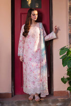Soft Blush Pink & Ice Blue: Printed Lawn Suit