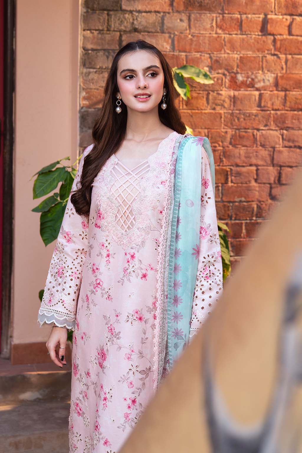 Soft Blush Pink & Ice Blue: Printed Lawn Suit