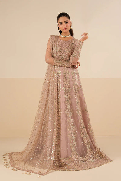 Muted Rose & Shimmering Gold: Embroidered Net & Silk Maxi