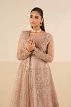 Muted Rose & Shimmering Gold: Embroidered Net & Silk Maxi