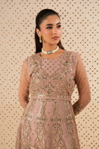Muted Rose & Shimmering Gold: Embroidered Net & Silk Maxi