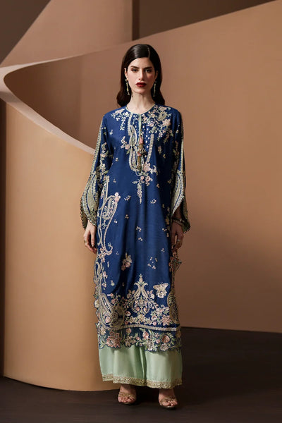 Royal Indigo Blue: Embroidered Silk Kaftan