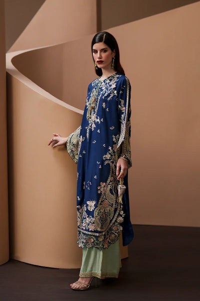 Royal Indigo Blue: Embroidered Silk Kaftan