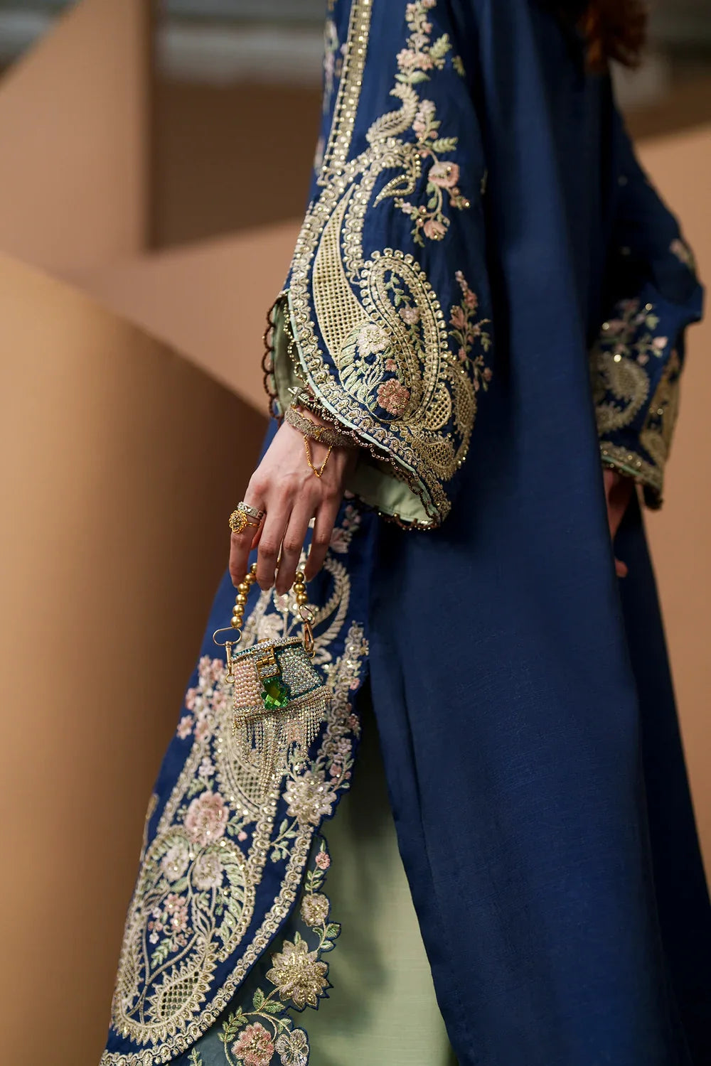 Royal Indigo Blue: Embroidered Silk Kaftan