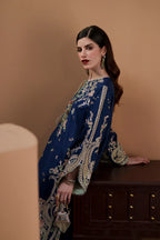Royal Indigo Blue: Embroidered Silk Kaftan