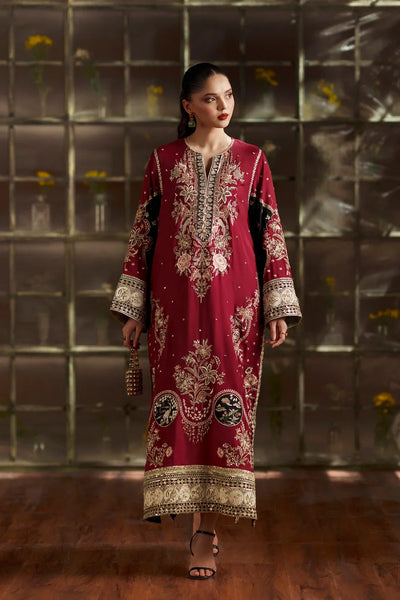 Deep Maroon & Gilded Gold: Silk Suit