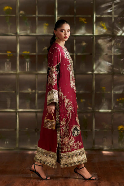 Deep Maroon & Gilded Gold: Silk Suit