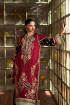 Deep Maroon & Gilded Gold: Silk Suit