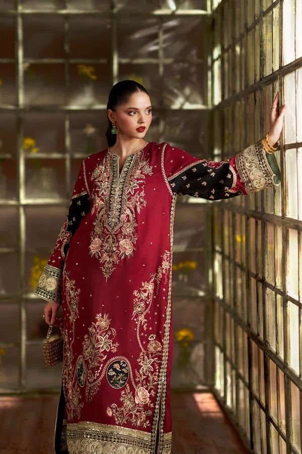 Deep Maroon & Gilded Gold: Silk Suit