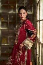 Deep Maroon & Gilded Gold: Silk Suit
