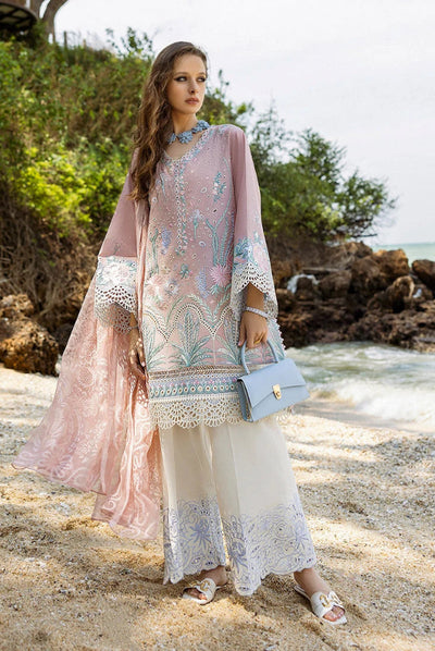 Pastel Pink & Aqua Accent: Embroidered Lawn Suit | Ready To Wear