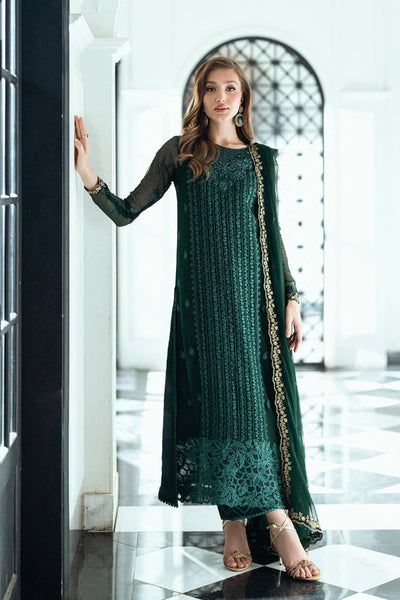 Rich Forest Green: 03-Piece Chiffon Suit