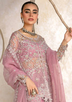 Lilac Mauve & Silver Sparkle: Embroidered Organza Suit | Ready To Wear
