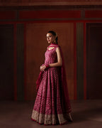 Royal Plum Berry: Printed Silk Flared Maxi