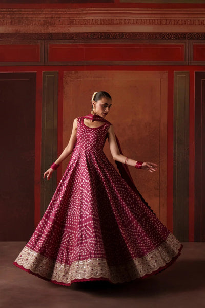 Royal Plum Berry: Printed Silk Flared Maxi