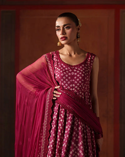 Royal Plum Berry: Printed Silk Flared Maxi