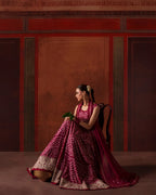 Royal Plum Berry: Printed Silk Flared Maxi