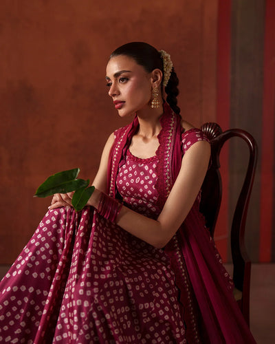 Royal Plum Berry: Printed Silk Flared Maxi