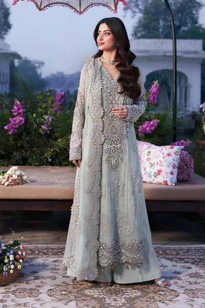 Sage Ice Mint & Gilded Silver: Embroidered Chiffon Suit