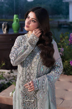 Sage Ice Mint & Gilded Silver: Embroidered Chiffon Suit