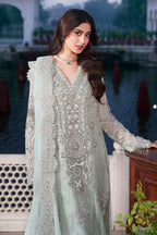 Sage Ice Mint & Gilded Silver: Embroidered Chiffon Suit
