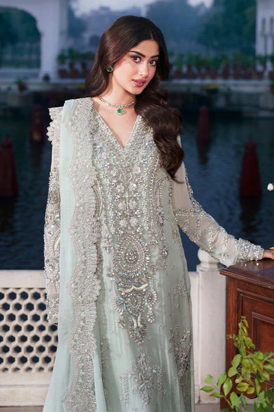 Sage Ice Mint & Gilded Silver: Embroidered Chiffon Suit