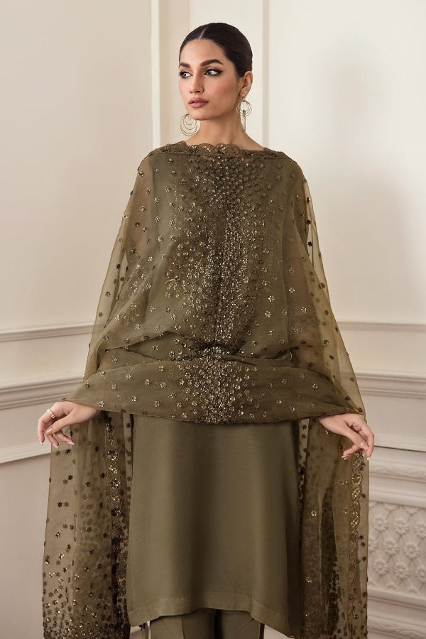 3 Piece Stitched Chiffon Suit - Ready To Wear