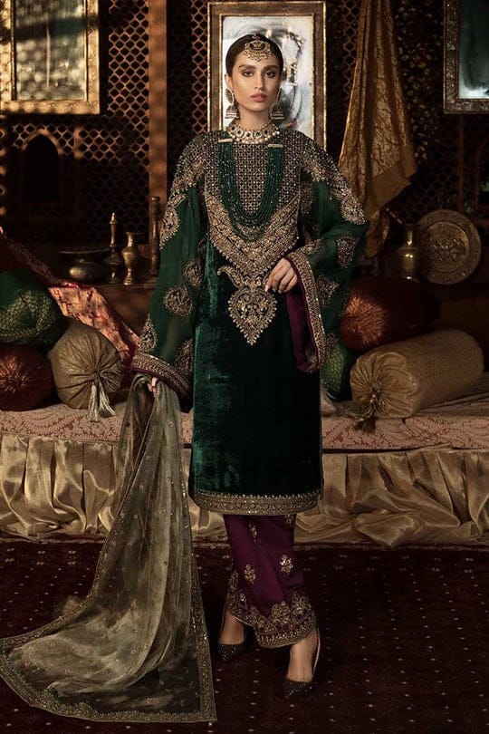3 Piece Stitched Velvet Suit - Ready To Wear
