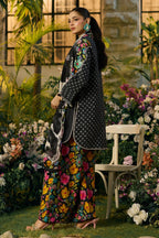 Black & Neon Floral Accent: Printed Lawn Suit | Ready To Wear
