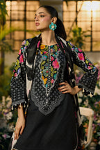 Black & Neon Floral Accent: Printed Lawn Suit | Ready To Wear