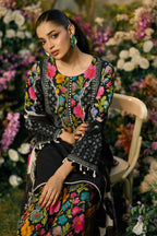 Black & Neon Floral Accent: Printed Lawn Suit | Ready To Wear