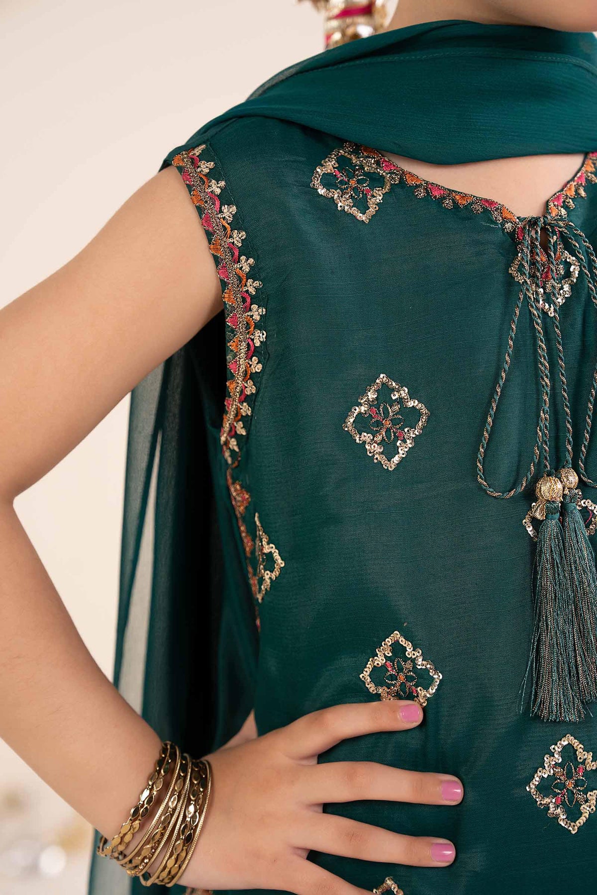 Rich Bottle Green: Embroidered Silk Suit