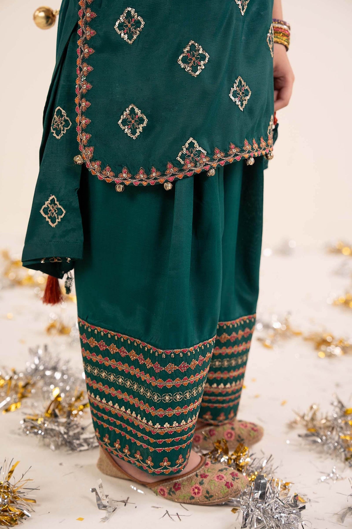 Rich Bottle Green: Embroidered Silk Suit