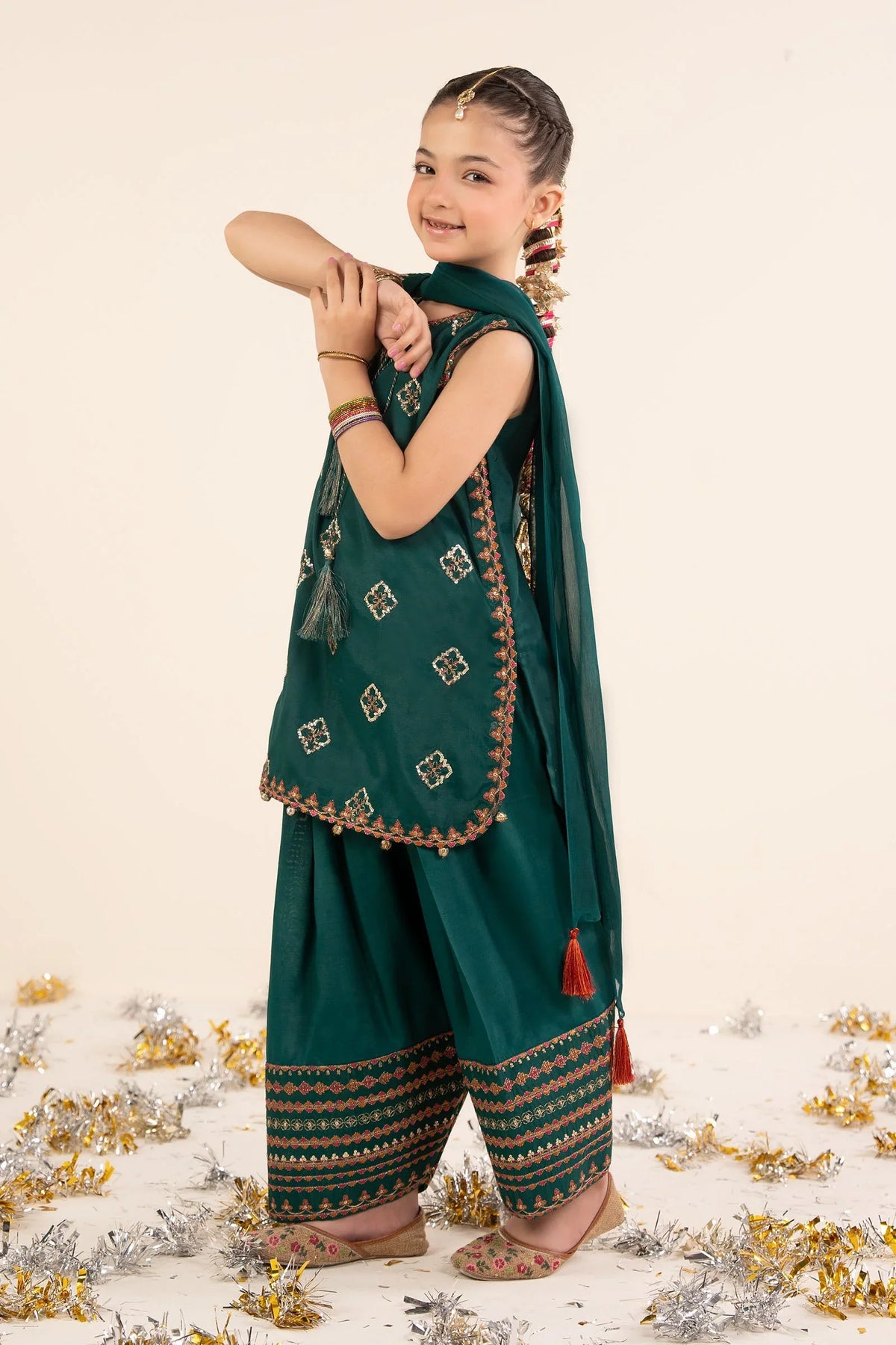 Rich Bottle Green: Embroidered Silk Suit