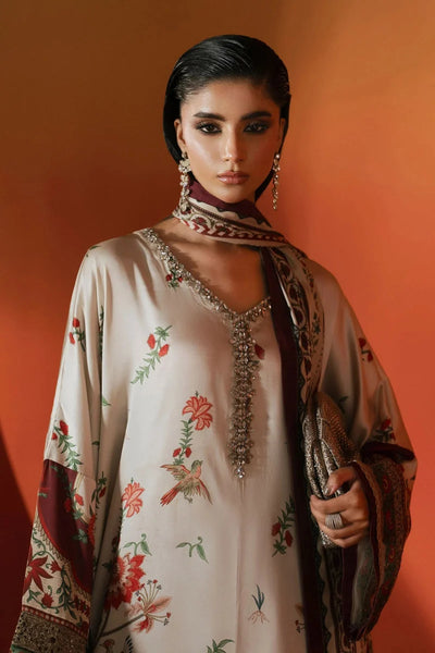 Beige & Burgundy Luxe Embellished 3-Piece Ready To Wear