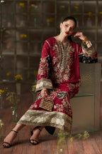 Deep Maroon & Gilded Gold: Silk Suit