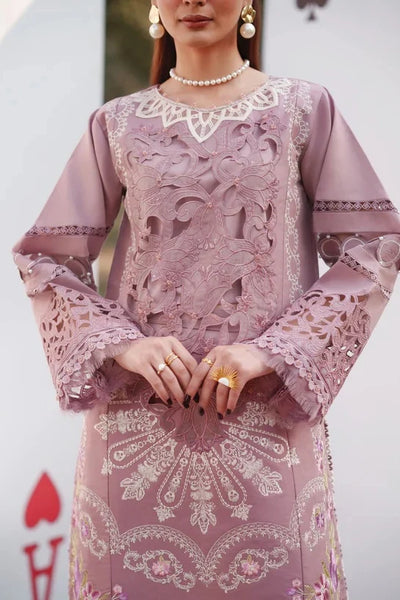 Dusty Mauve & Off-White: Heavy Embroidered Lawn Suit