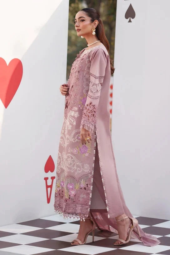 Dusty Mauve & Off-White: Heavy Embroidered Lawn Suit