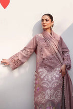 Dusty Mauve & Off-White: Heavy Embroidered Lawn Suit