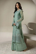 Soft Sage Green: Embroidered Chiffon Suit | Ready To Wear