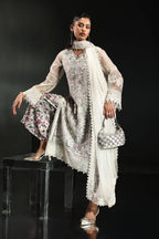 Icy White & Floral Accent: Embroidered Organza Suit | Ready To Wear