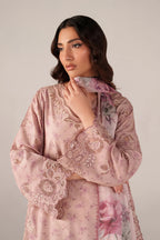 Blush Pink & Rose Floral Accent: Printed Lawn Suit | Ready To Wear