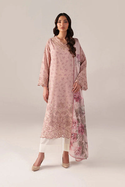 Blush Pink & Rose Floral Accent: Printed Lawn Suit | Ready To Wear